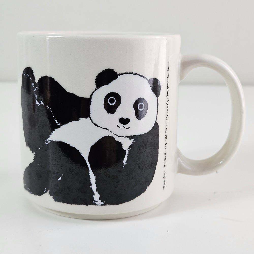 Taylor & Ng Fawda Panda Mug Win Ng 1984 White Black Vintage Japan